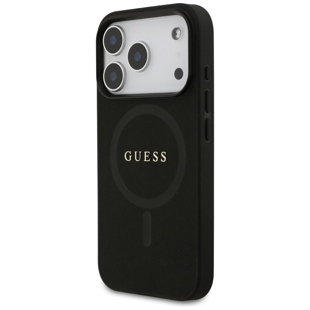 Husa de protectie Guess Saffiano Classic Logo MagSafe (GUHMP17LPSAHMCK) compatibil cu iPhone 17 Pro, Negru