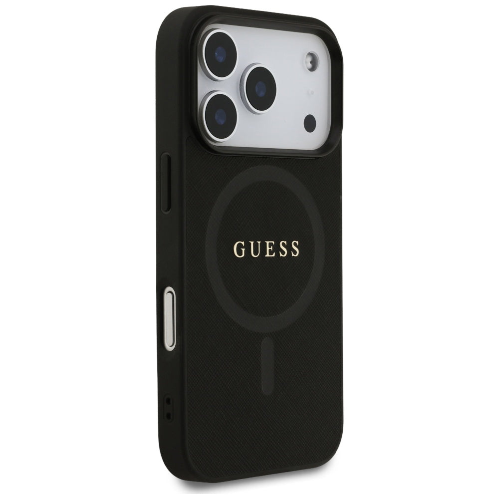 Husa de protectie Guess Saffiano Classic Logo MagSafe (GUHMP17LPSAHMCK) compatibil cu iPhone 17 Pro, Negru