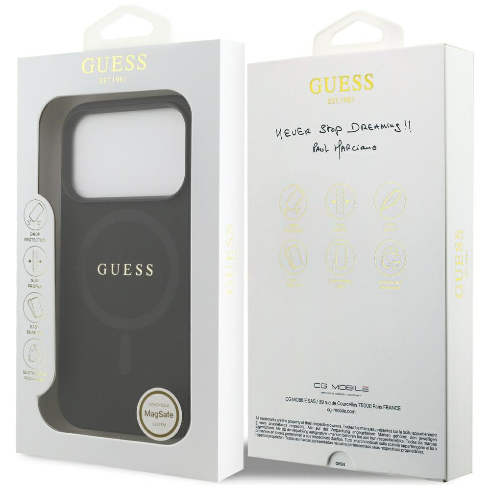 Husa de protectie Guess Saffiano Classic Logo MagSafe (GUHMP17LPSAHMCK) compatibil cu iPhone 17 Pro, Negru