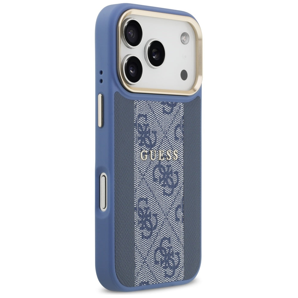Husa de protectie Guess Hardcase 4G Stripe MagSafe (GUHMP17LPG4SEMCB) compatibil cu iPhone 17 Pro, Albastru