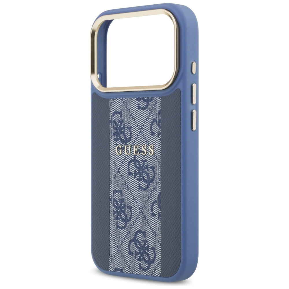 Husa de protectie Guess Hardcase 4G Stripe MagSafe (GUHMP17LPG4SEMCB) compatibil cu iPhone 17 Pro, Albastru