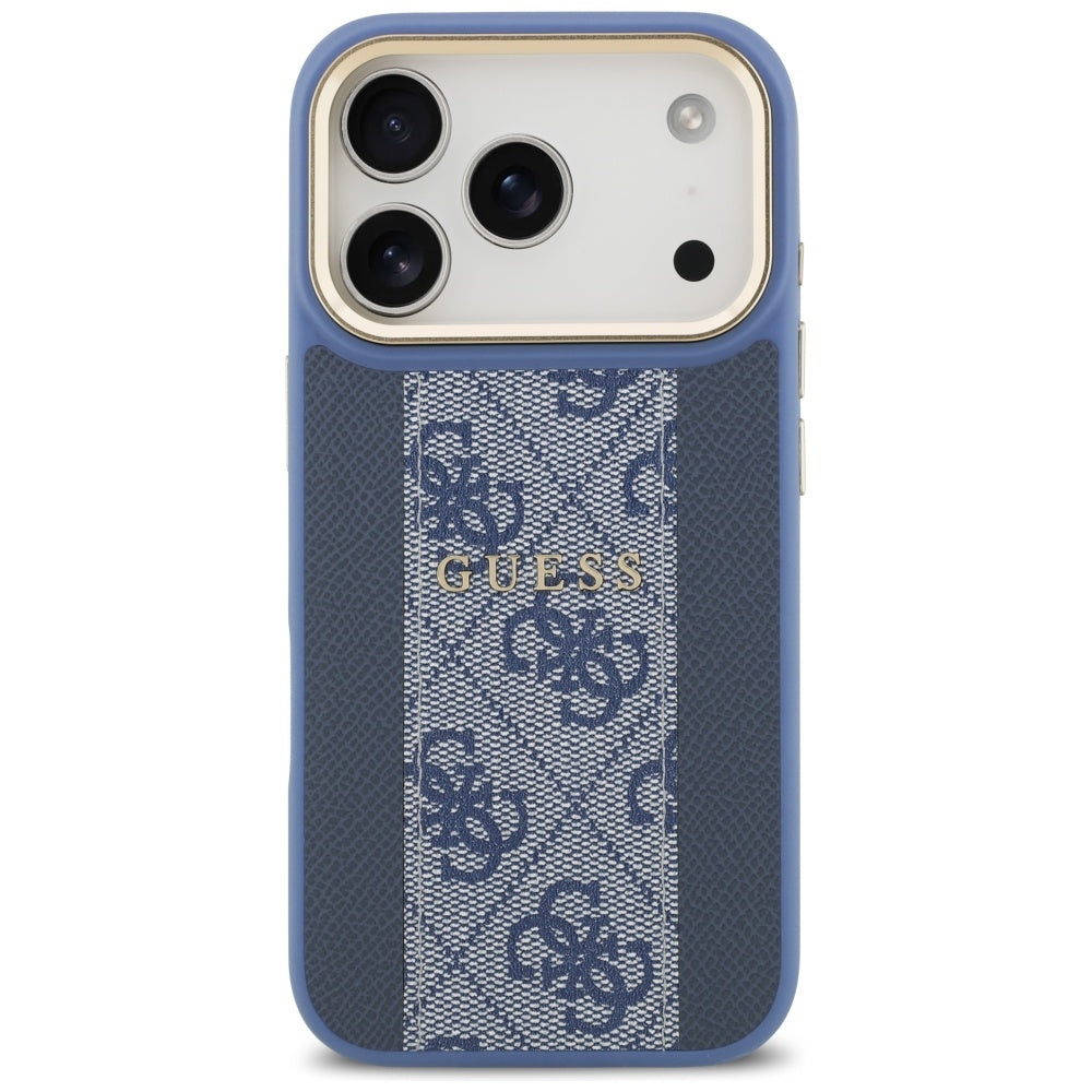 Husa de protectie Guess Hardcase 4G Stripe MagSafe (GUHMP17LPG4SEMCB) compatibil cu iPhone 17 Pro, Albastru