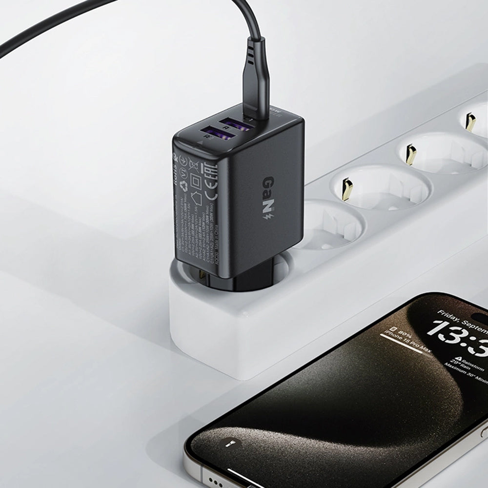 Incarcator Acefast (A57), GaN, Fast Charging, 2x USB, Type-C, PD35W, Smart Chip, Negru