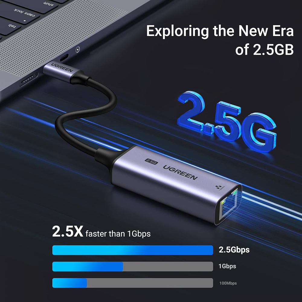 Adaptor Ugreen Ethernet Adapter CM648 (25052), USB-C to RJ45 LAN Port, Plug & Play, Windows, macOS, 1000Mbps, 5Gbps, 2.5G, Gri