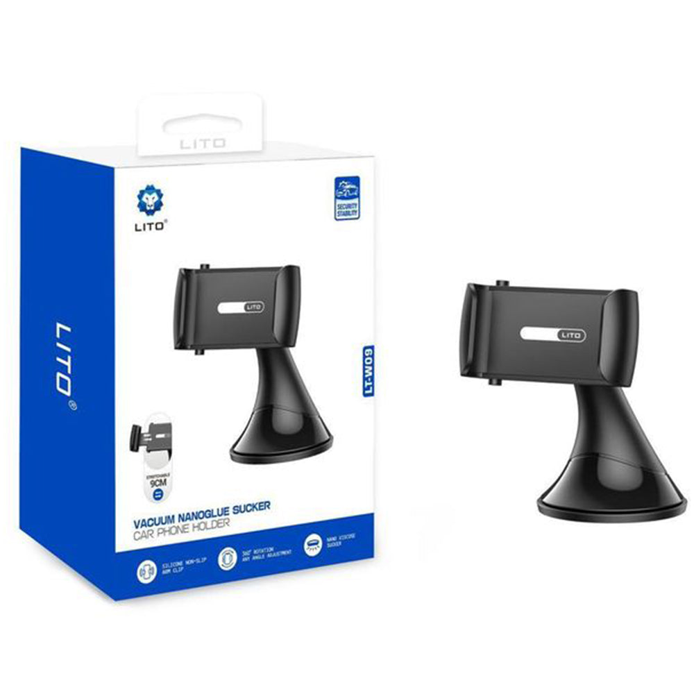 Suport Lito Nano Glue Sucker (LT-W09), for Dashboard, Windshield, No-slip, No-drill, 360°, Ultra-Lightweight, Gri