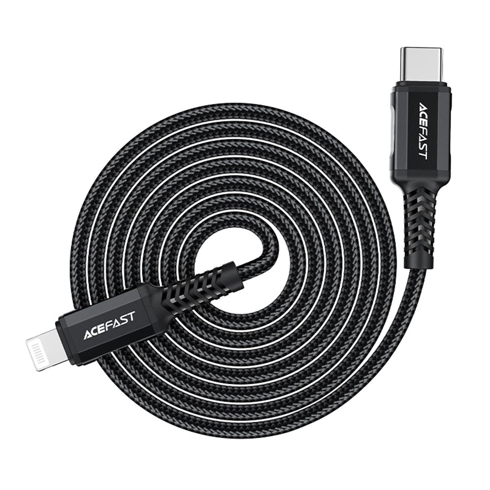 Cablu Acefast (C4-01), Fast Charging, Type-C to Lightning, 30W, 3A, Aluminum Alloy, 1.8m, Negru