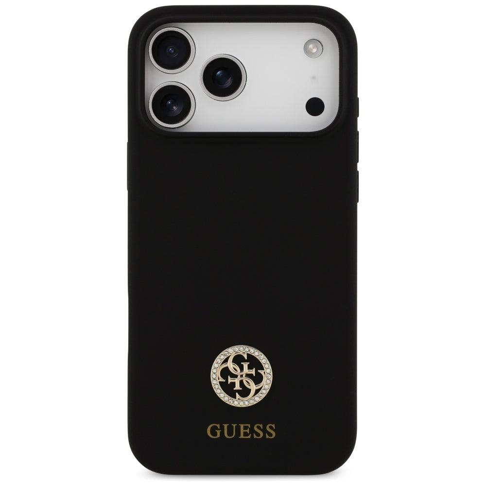 Husa de protectie Guess Silicone Logo Strass 4G MagSafe (GUHMP17XM4DGPK) compatibil cu iPhone 17 Pro Max, Negru