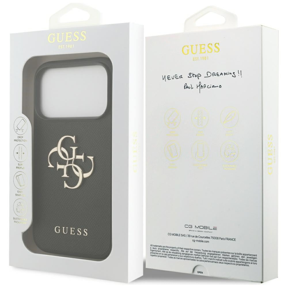 Husa de protectie Guess Hardcase 4G Grained Big and Classic Logo (GUHCP17LPGT4MBK) compatibil cu iPhone 17 Pro, Negru