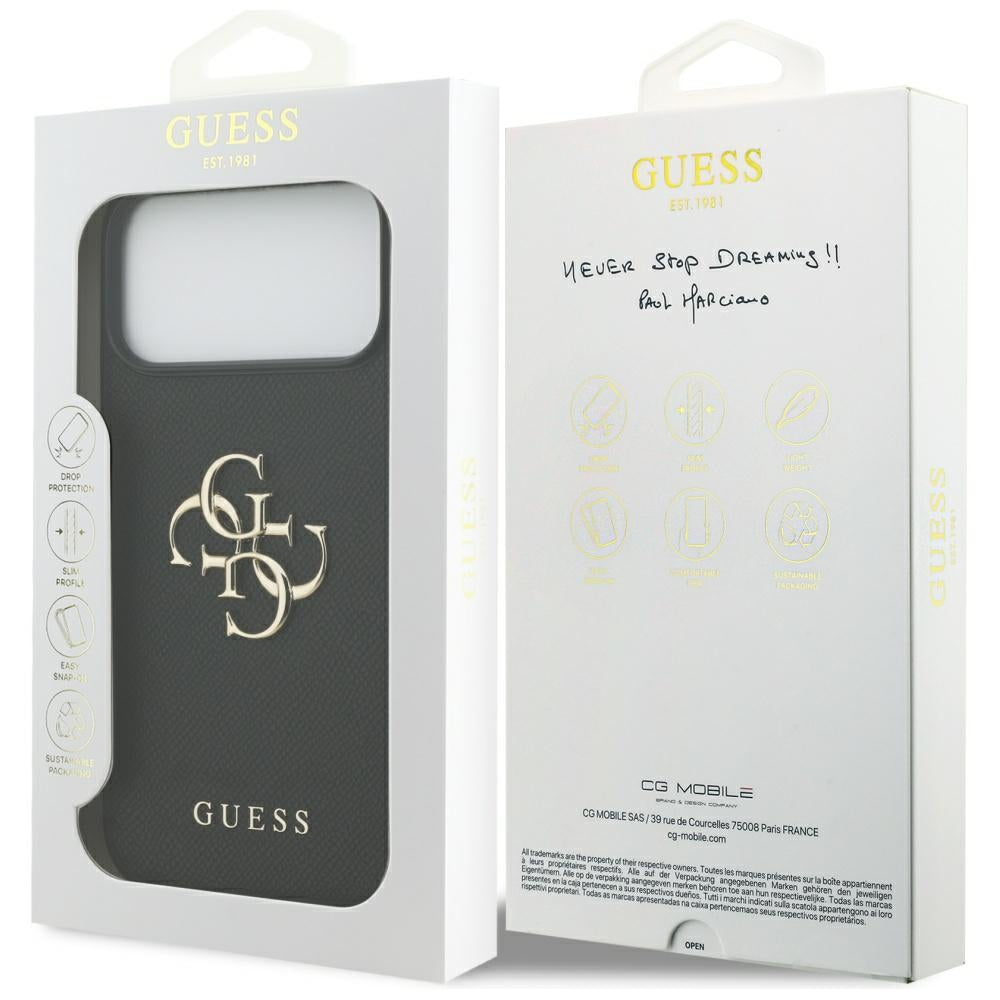 Husa de protectie Guess Hardcase 4G Grained Big and Classic Logo (GUHCP17XPGT4MBK) compatibil cu iPhone 17 Pro Max, Negru