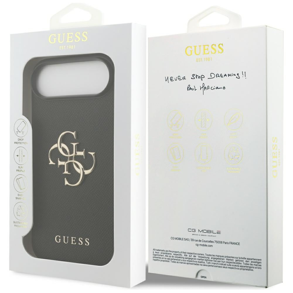 Husa de protectie Guess Hardcase 4G Grained Big and Classic Logo (GUHCP17MPGT4MBK) compatibil cu iPhone 17 Air, Negru