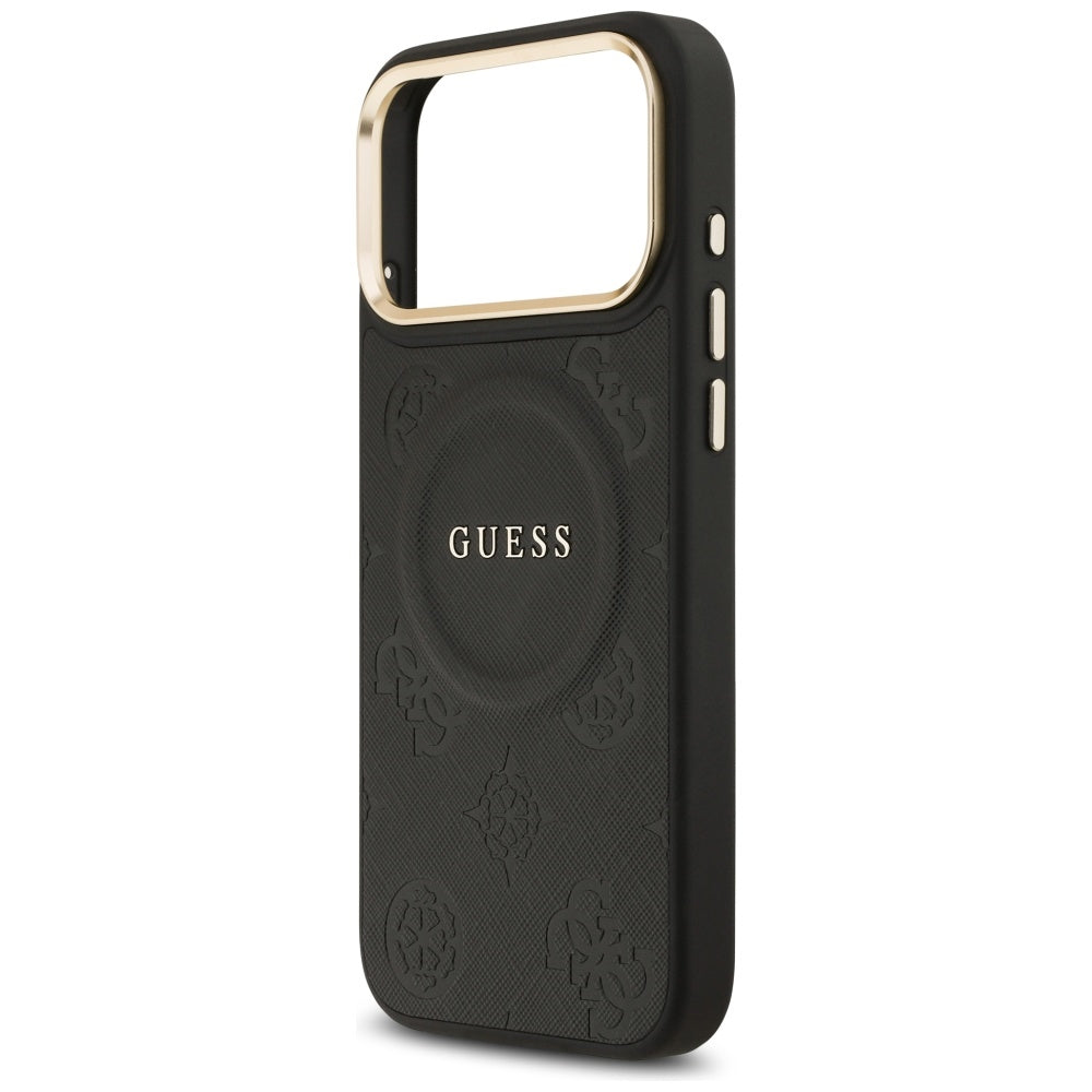 Husa de protectie Guess Peony Hot Stamp compatibil cu iPhone 17 Pro Max, Negru