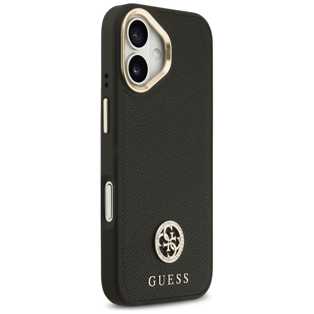 Husa de protectie Guess Grained Strass Logo MagSafe (GUHMP17SPGCRMDEK) compatibil cu iPhone 17, Negru