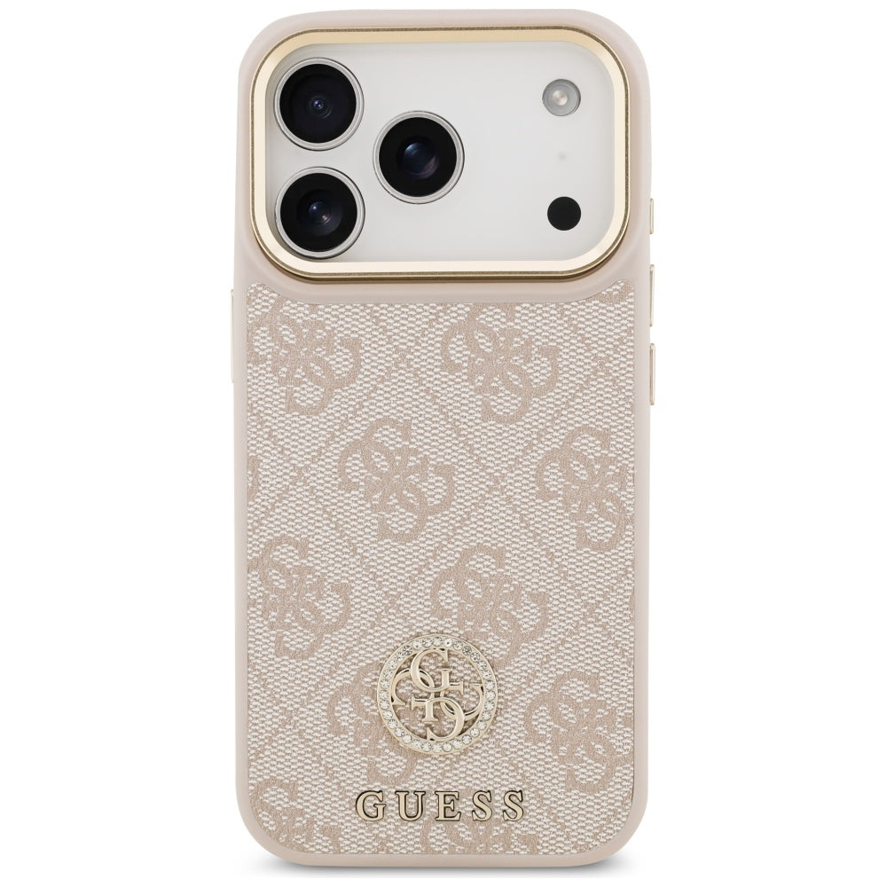 Husa de protectie Guess Hardcase 4G Strass Logo MagSafe (GUHMP17LP4GRMDEP) compatibil cu iPhone 17 Pro, Roz