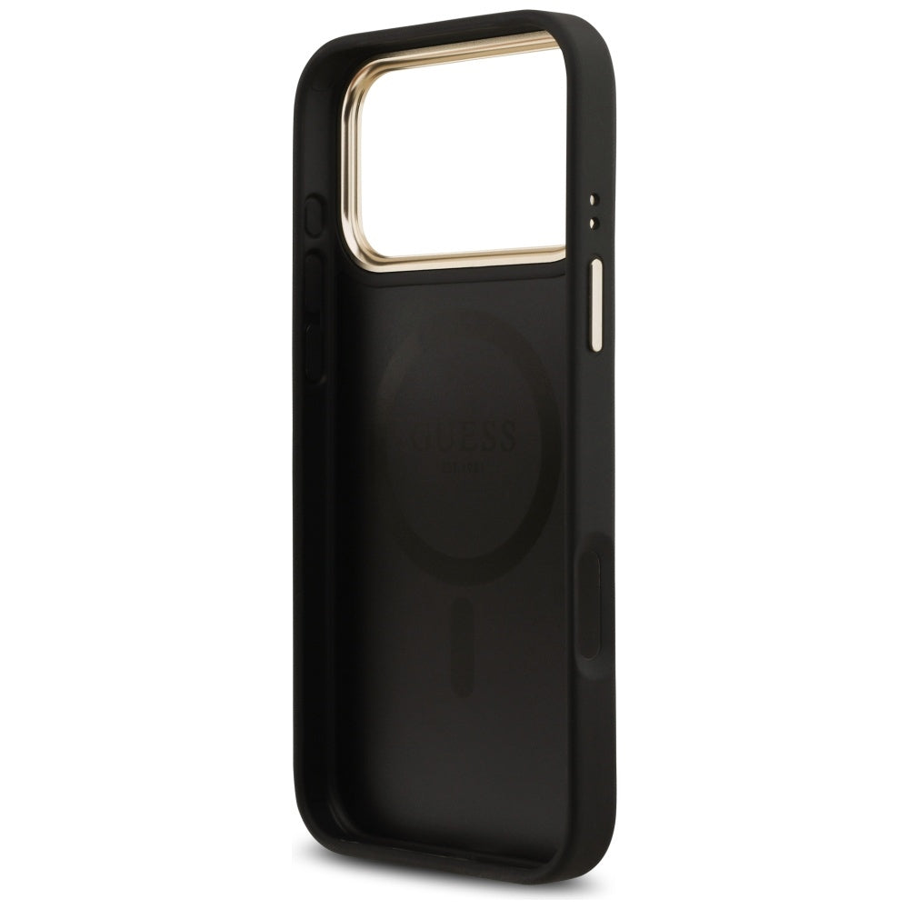 Husa de protectie Guess Grained Strass Logo MagSafe (GUHMP17XPGCRMDEK) compatibil cu iPhone 17 Pro Max, Negru