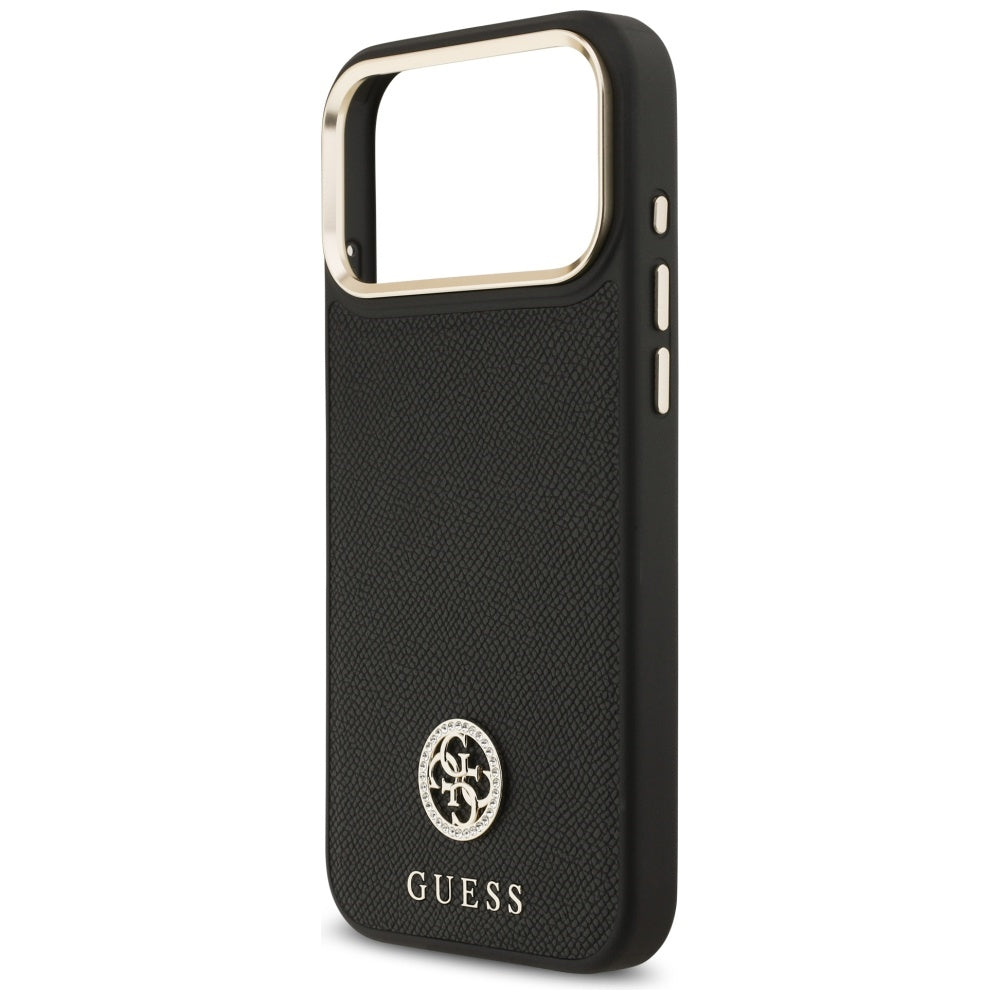 Husa de protectie Guess Grained Strass Logo MagSafe (GUHMP17XPGCRMDEK) compatibil cu iPhone 17 Pro Max, Negru