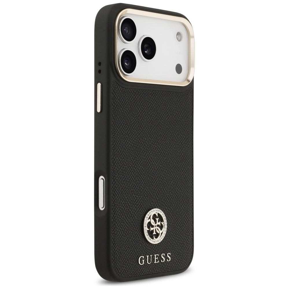 Husa de protectie Guess Grained Strass Logo MagSafe (GUHMP17XPGCRMDEK) compatibil cu iPhone 17 Pro Max, Negru