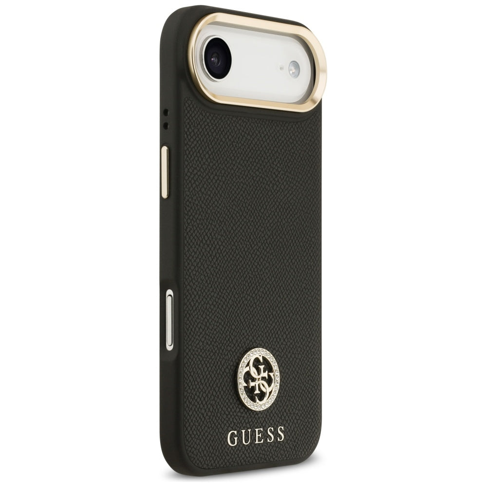 Husa de protectie Guess Grained Strass Logo MagSafe (GUHMP17MPGCRMDEK) compatibil cu iPhone 17 Air, Negru