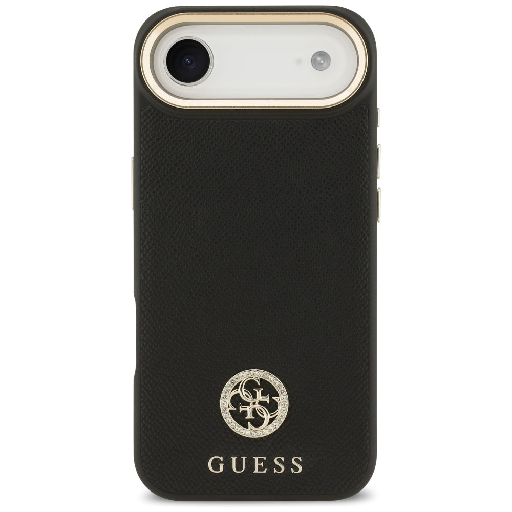 Husa de protectie Guess Grained Strass Logo MagSafe (GUHMP17MPGCRMDEK) compatibil cu iPhone 17 Air, Negru
