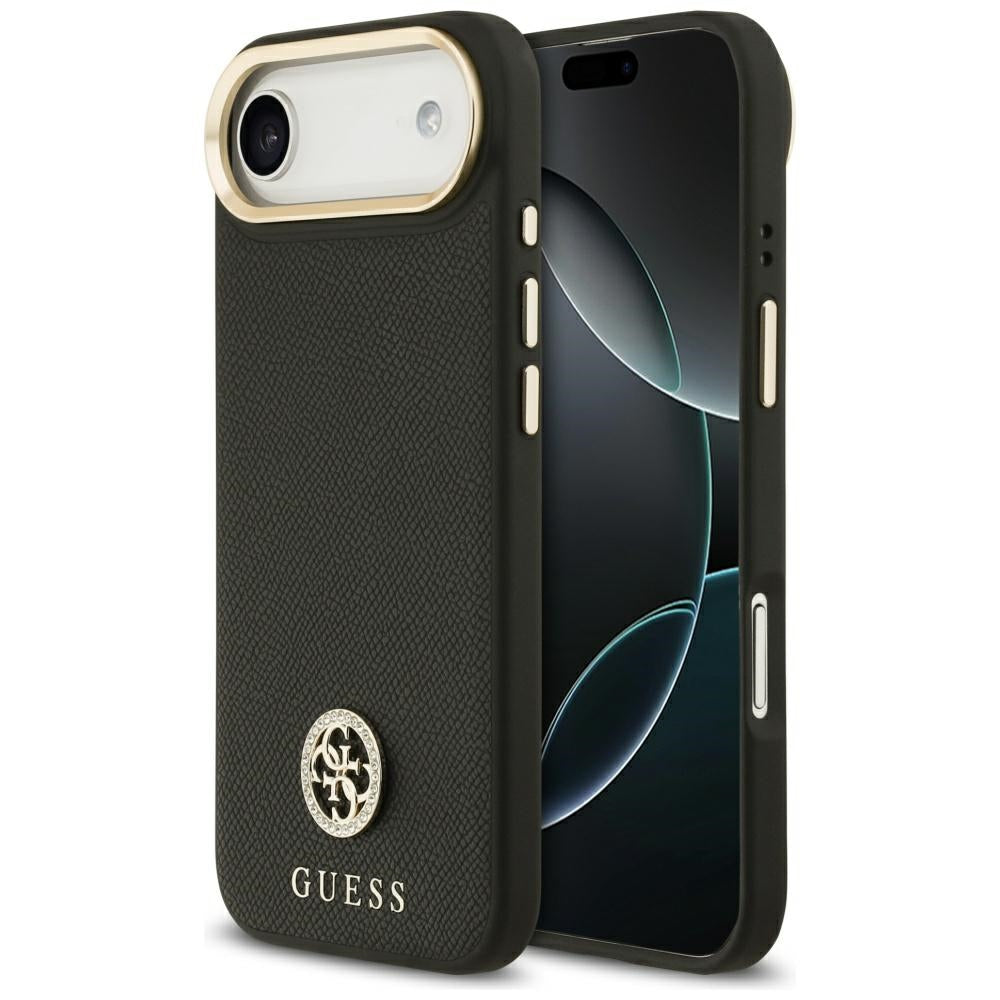 Husa de protectie Guess Grained Strass Logo MagSafe (GUHMP17MPGCRMDEK) compatibil cu iPhone 17 Air, Negru