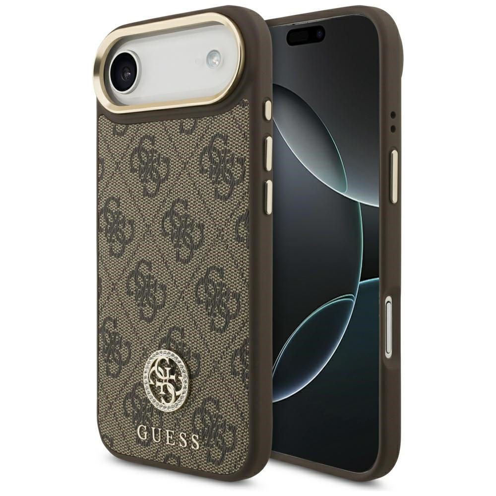 Husa de protectie Guess 4G Strass Logo MagSafe (GUHMP17MP4GRMDEW) compatibil cu iPhone 17 Air, Maro
