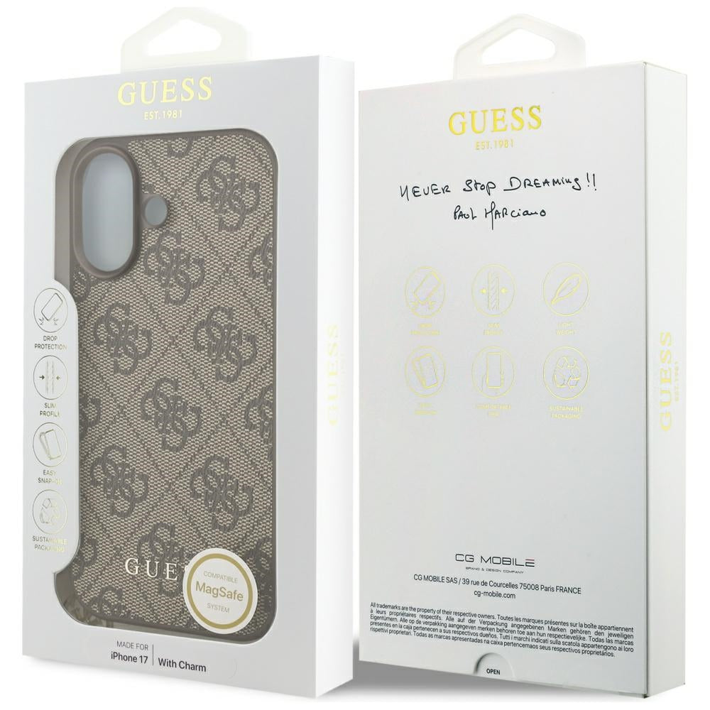 Husa de protectie Guess Hardcase 4G Charm Cradle MagSafe (GUHMP17SGF4GCW) compatibil cu iPhone 17, Maro