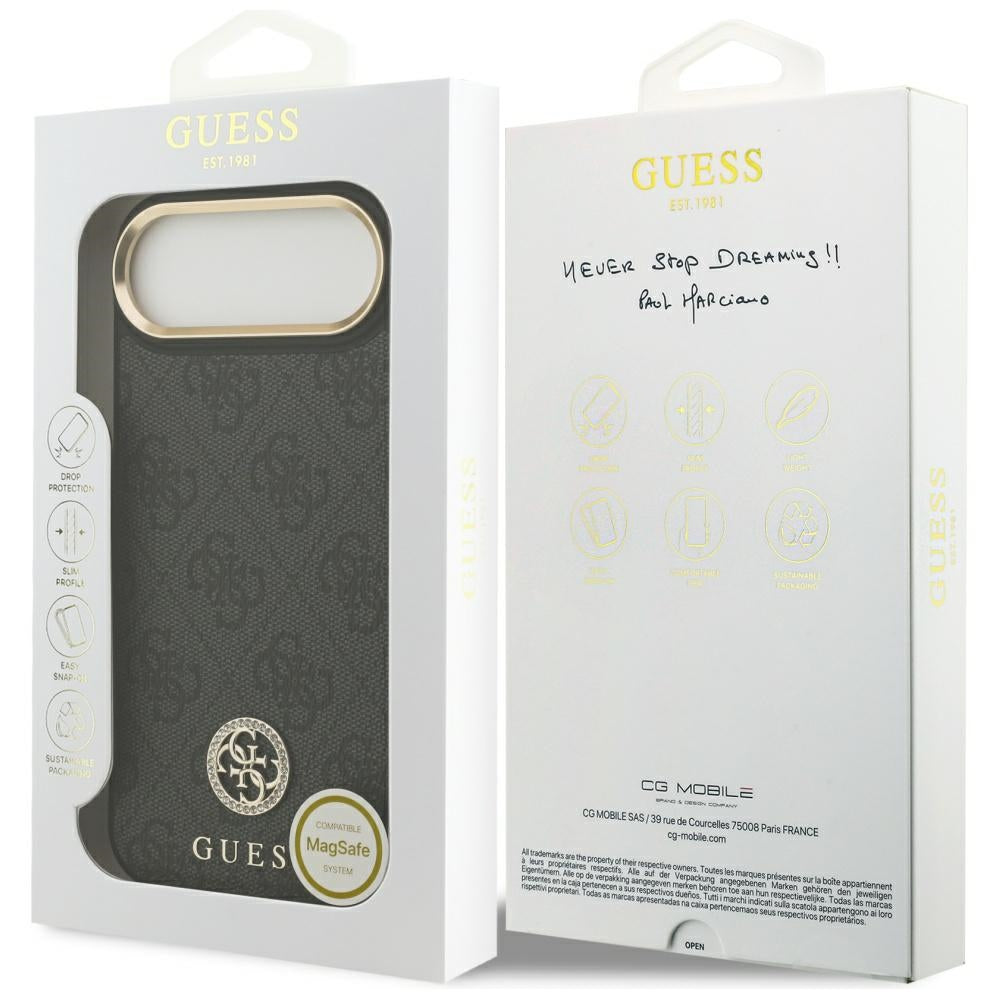 Husa de protectie Guess Hardcase 4G Strass Logo MagSafe (GUHMP17MP4GRMDEK) compatibil cu iPhone 17 Air, Negru