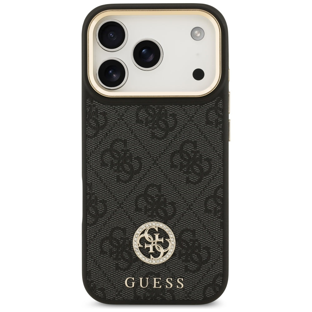 Husa de protectie Guess Hardcase 4G Strass Logo MagSafe (GUHMP17LP4GRMDEK) compatibil cu iPhone 17 Pro, Negru