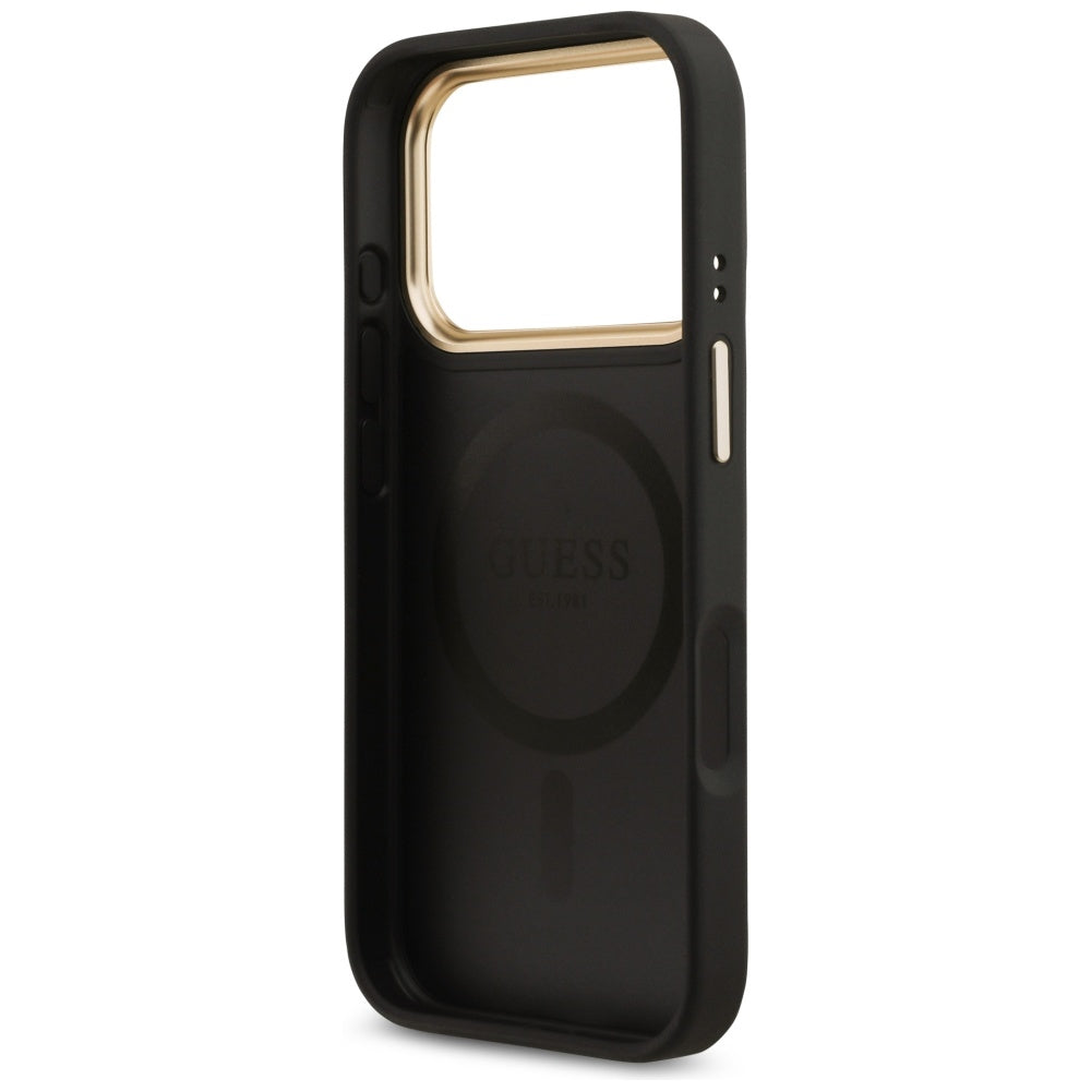 Husa de protectie Guess Hardcase 4G Strass Logo MagSafe (GUHMP17LP4GRMDEK) compatibil cu iPhone 17 Pro, Negru