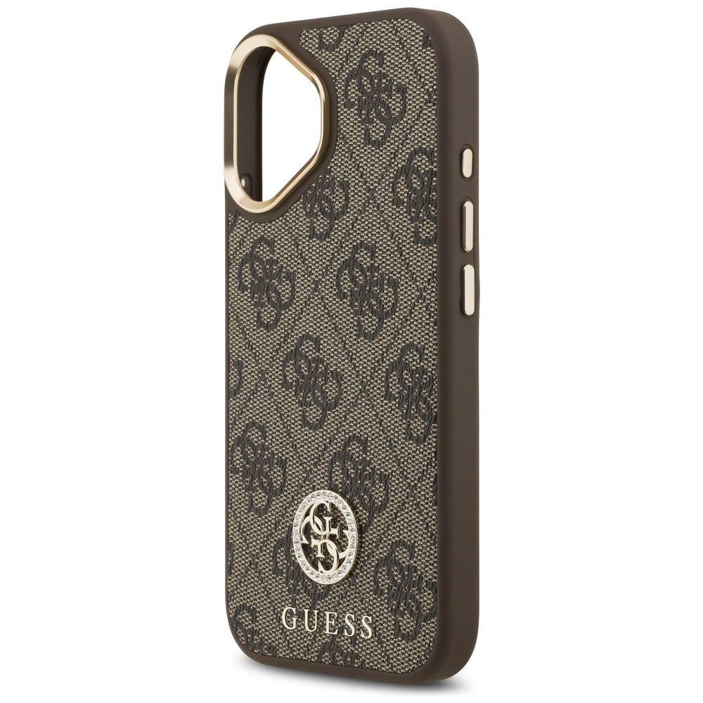 Husa de protectie Guess Hardcase 4G Strass Logo MagSafe (GUHMP17SP4GRMDEW) compatibil cu iPhone 17, Maro
