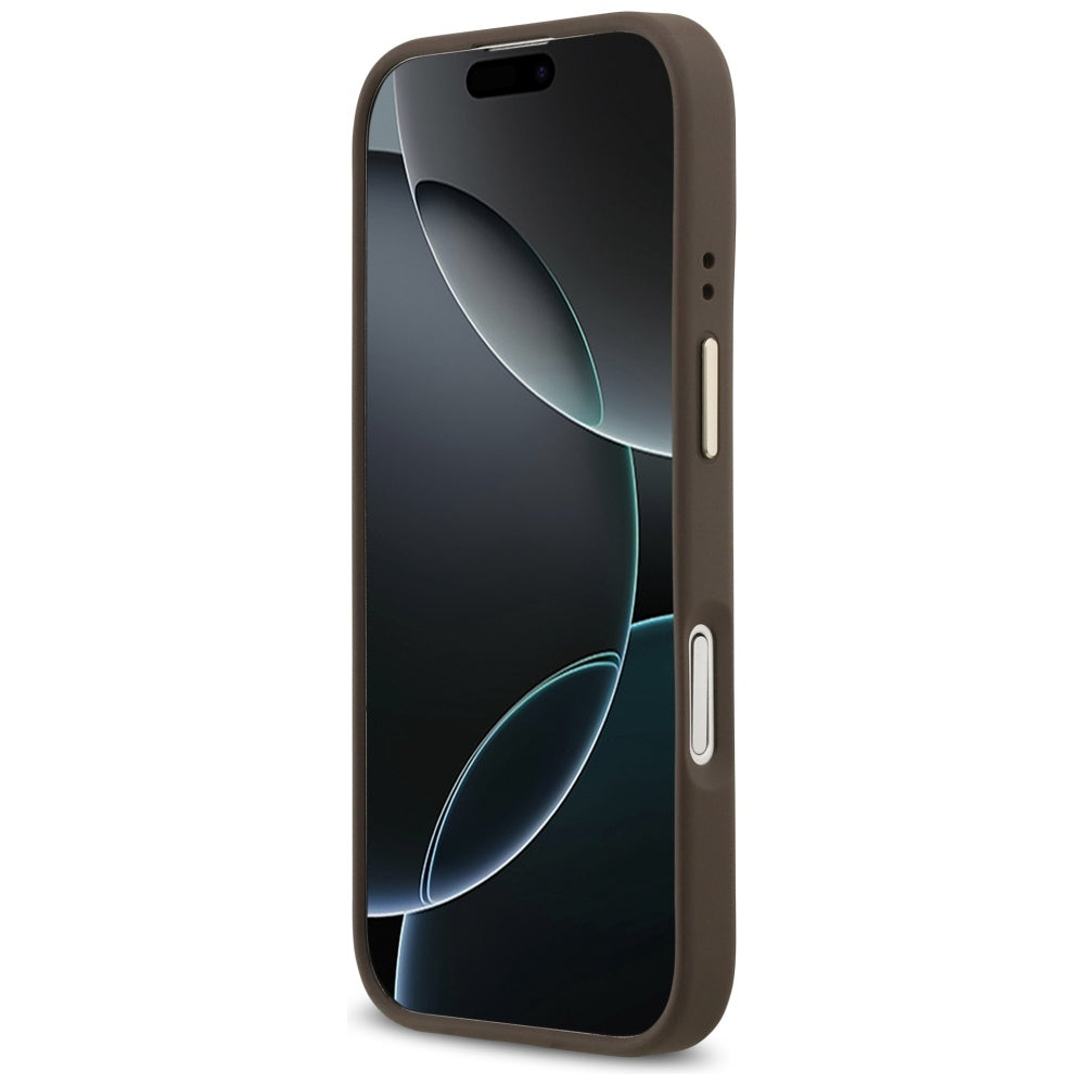 Husa de protectie Guess Hardcase 4G Stripe MagSafe (GUHMP17SPG4SEMCW) compatibil cu iPhone 17, Maro