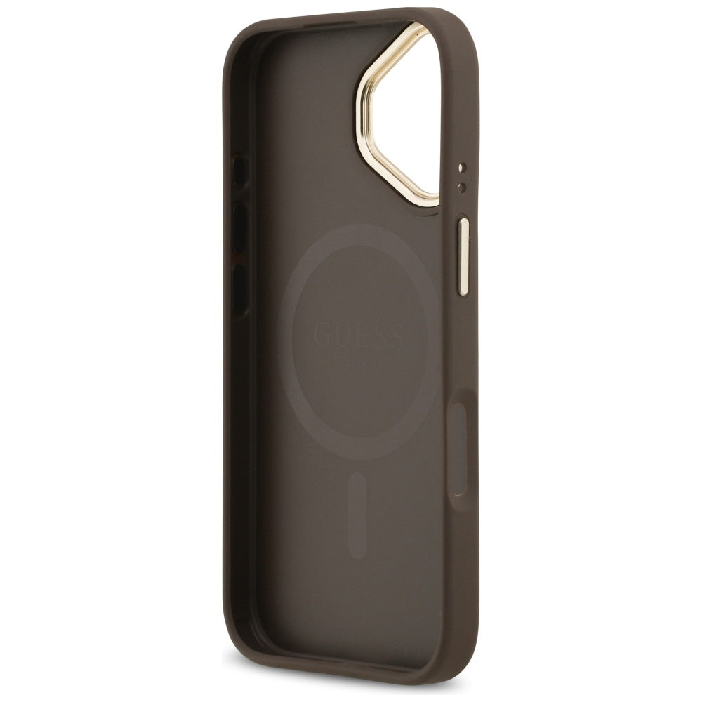 Husa de protectie Guess Hardcase 4G Stripe MagSafe (GUHMP17SPG4SEMCW) compatibil cu iPhone 17, Maro