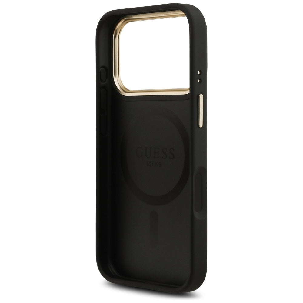 Husa de protectie Guess Hardcase 4G Stripe MagSafe (GUHMP17XPG4SEMCK) compatibil cu iPhone 17 Pro Max, Negru