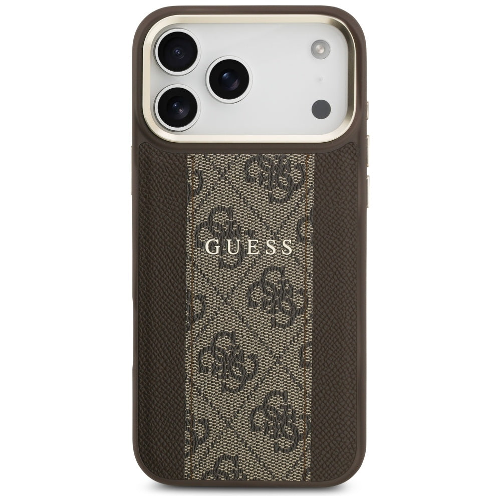 Husa de protectie Guess Hardcase 4G Stripe MagSafe (GUHMP17LPG4SEMCW) compatibil cu iPhone 17 Pro, Maro