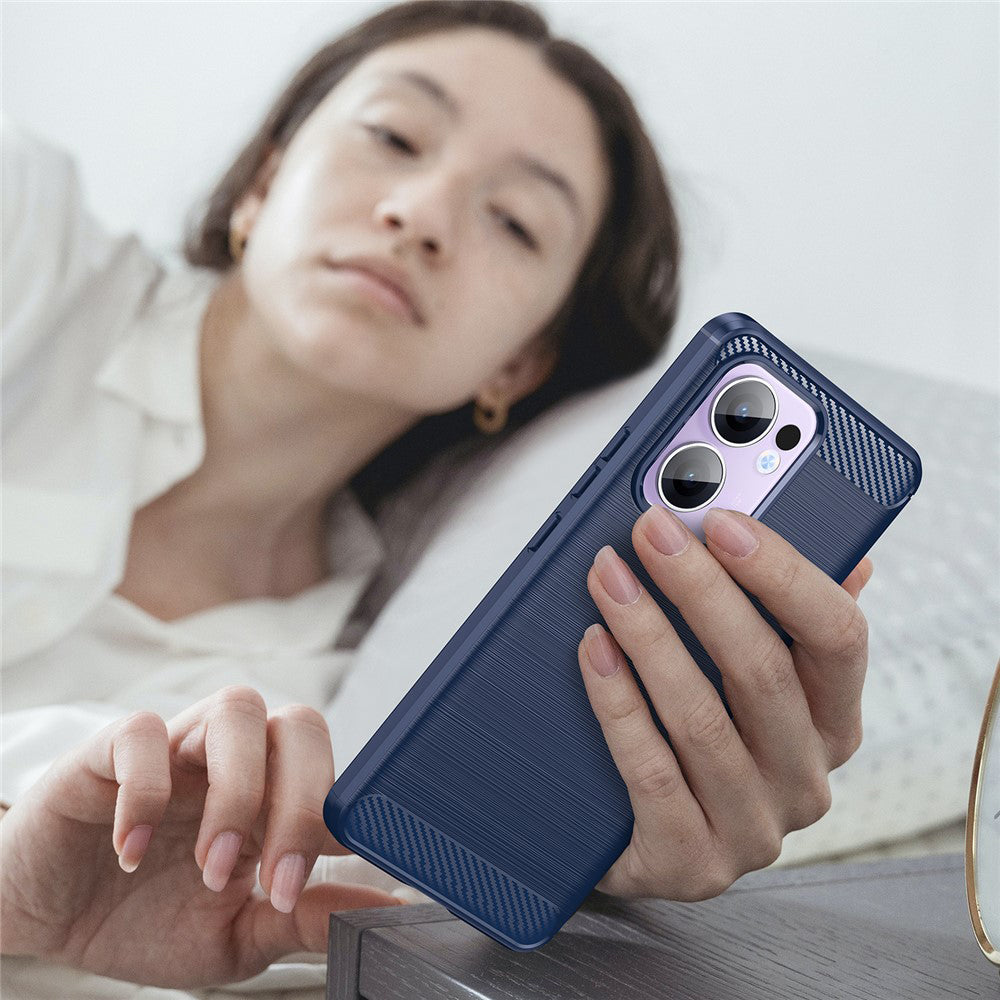 Husa de protectie Techsuit Carbon Silicone compatibil cu Oppo Reno13 F 4G / Reno13 F 5G / Reno13 FS 5G, Albastru