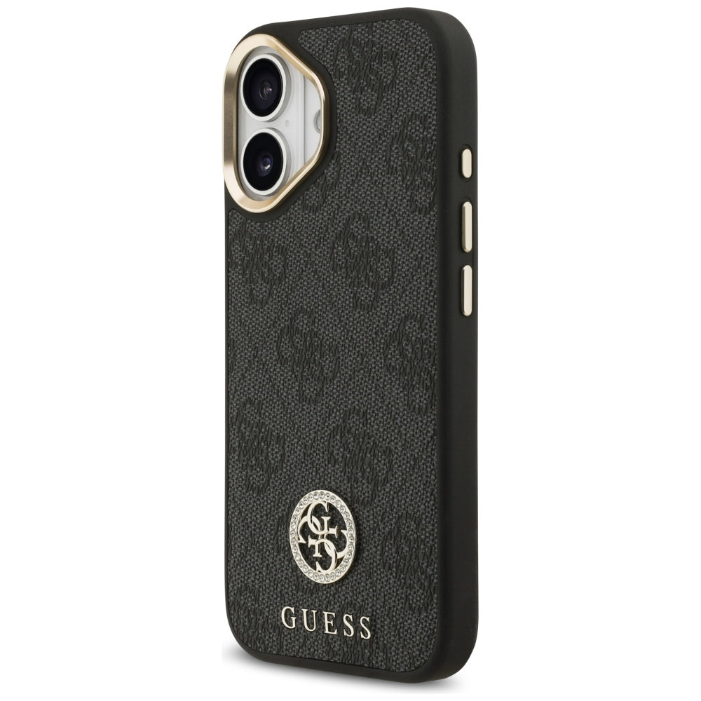 Husa de protectie Guess 4G Strass Logo with Big Strap Metal Button MagSafe (GUHMP17SP4G4DCSK) compatibil cu iPhone 17, Negru