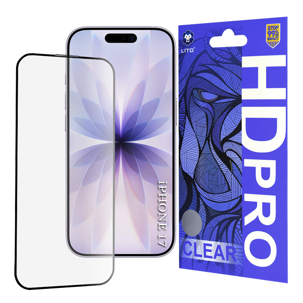 Folie de protectie Lito HD Pro Clear compatibil cu iPhone 17 / iPhone 16 Pro, Negru