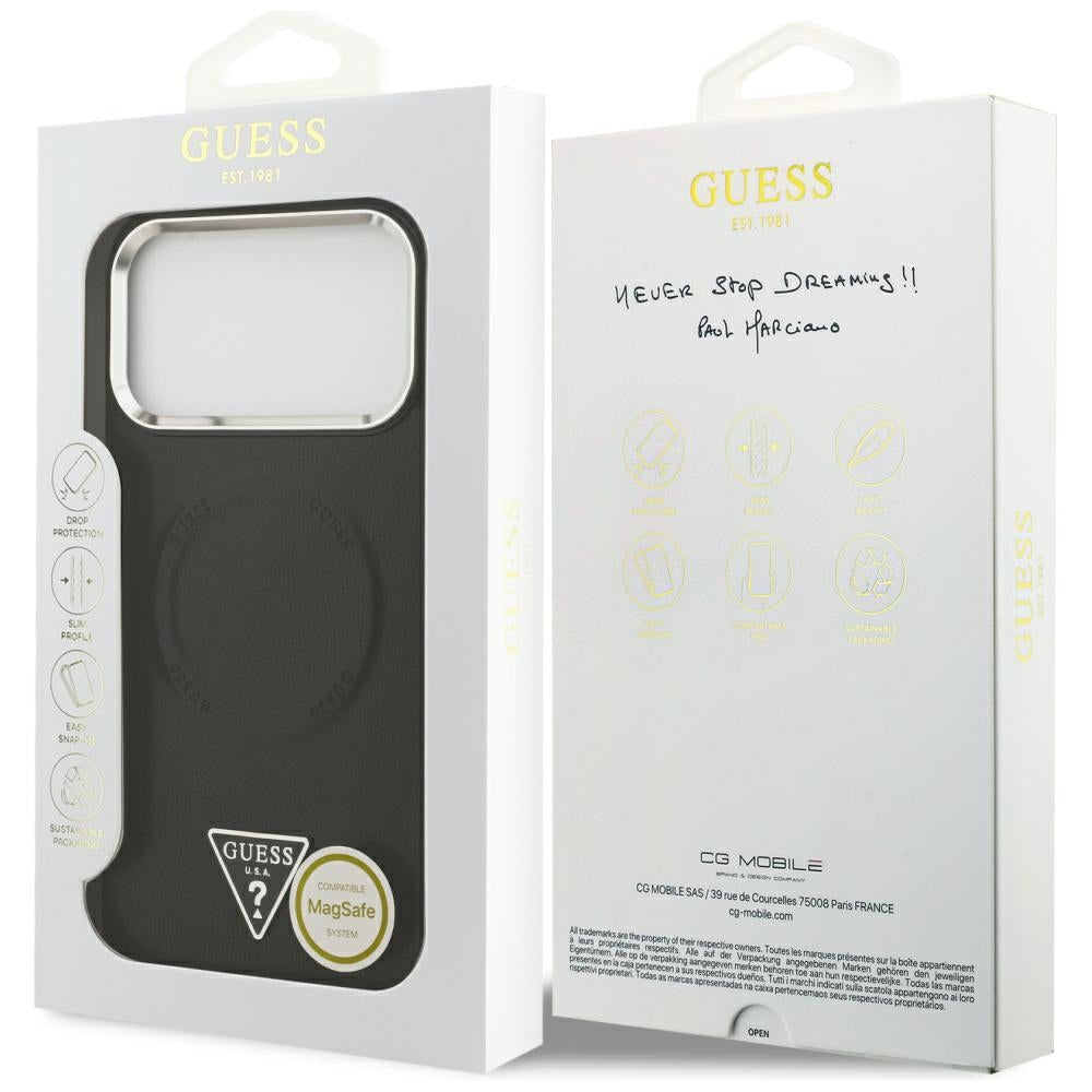 Husa de protectie Guess Hardcase Triangle Logo MagSafe (GUHMP17LPSDTSCMK) compatibil cu iPhone 17 Pro, Negru