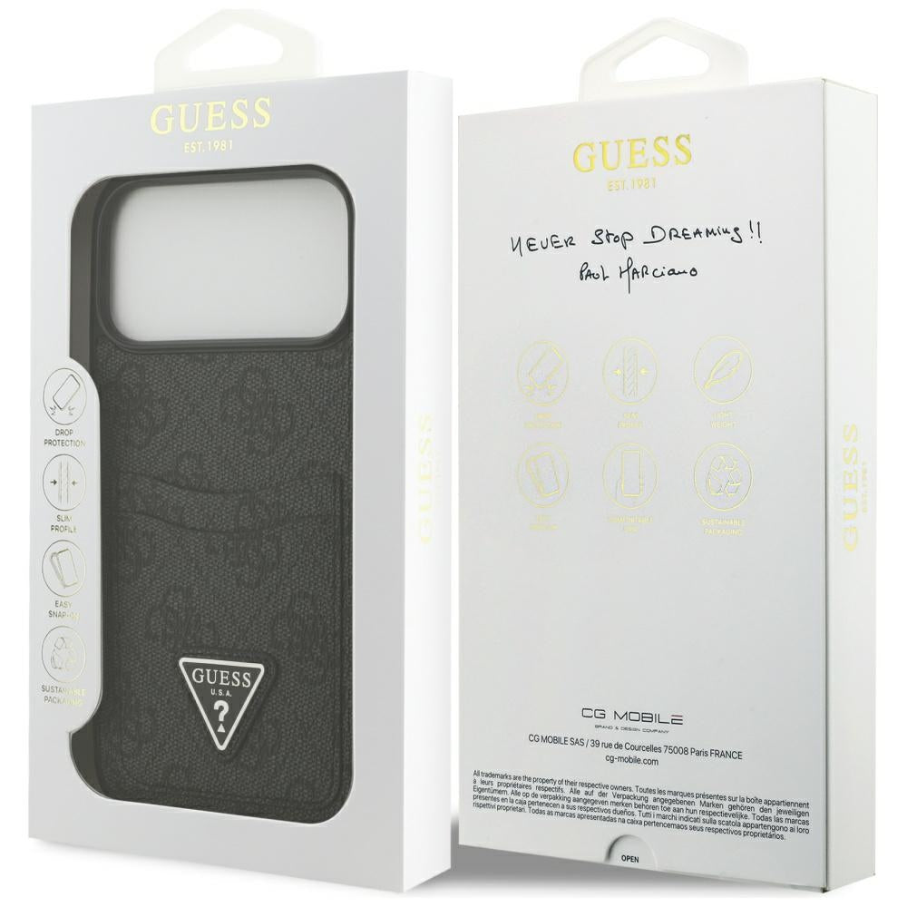 Husa de protectie Guess Hardcase 4G Double Card Triangle (GUHCP17XP4TPK) compatibil cu iPhone 17 Pro Max, Negru