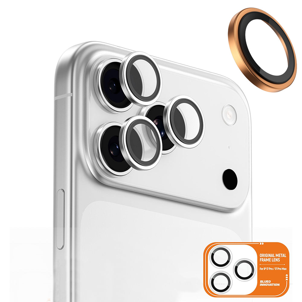 Folie de protectie Blueo Original Metal Frame Lens Glass compatibil cu iPhone 17 Pro / iPhone 17 Pro Max, Portocaliu