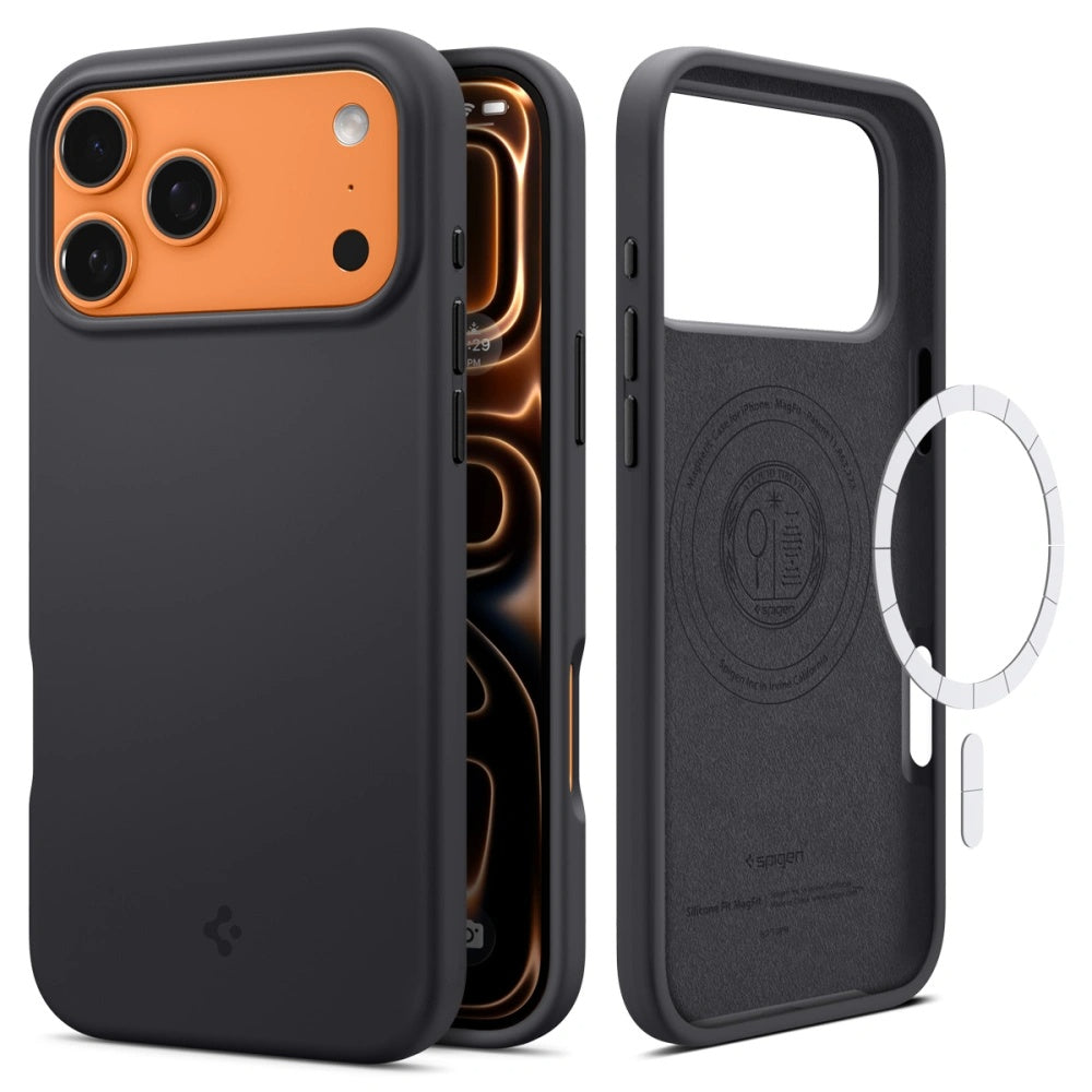 Husa de protectie Spigen Silicone Fit MagSafe (ACS10270) compatibil cu iPhone 17 Pro Max, Negru