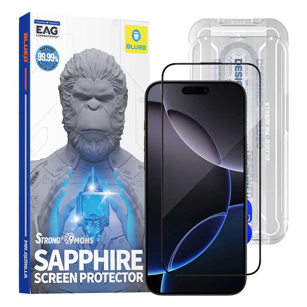 Folie de protectie Blueo Premium Sapphire Non Breaking / Scratching 9H Glass compatibil cu iPhone 16 Pro Max / iPhone 17 Pro Max, Negru