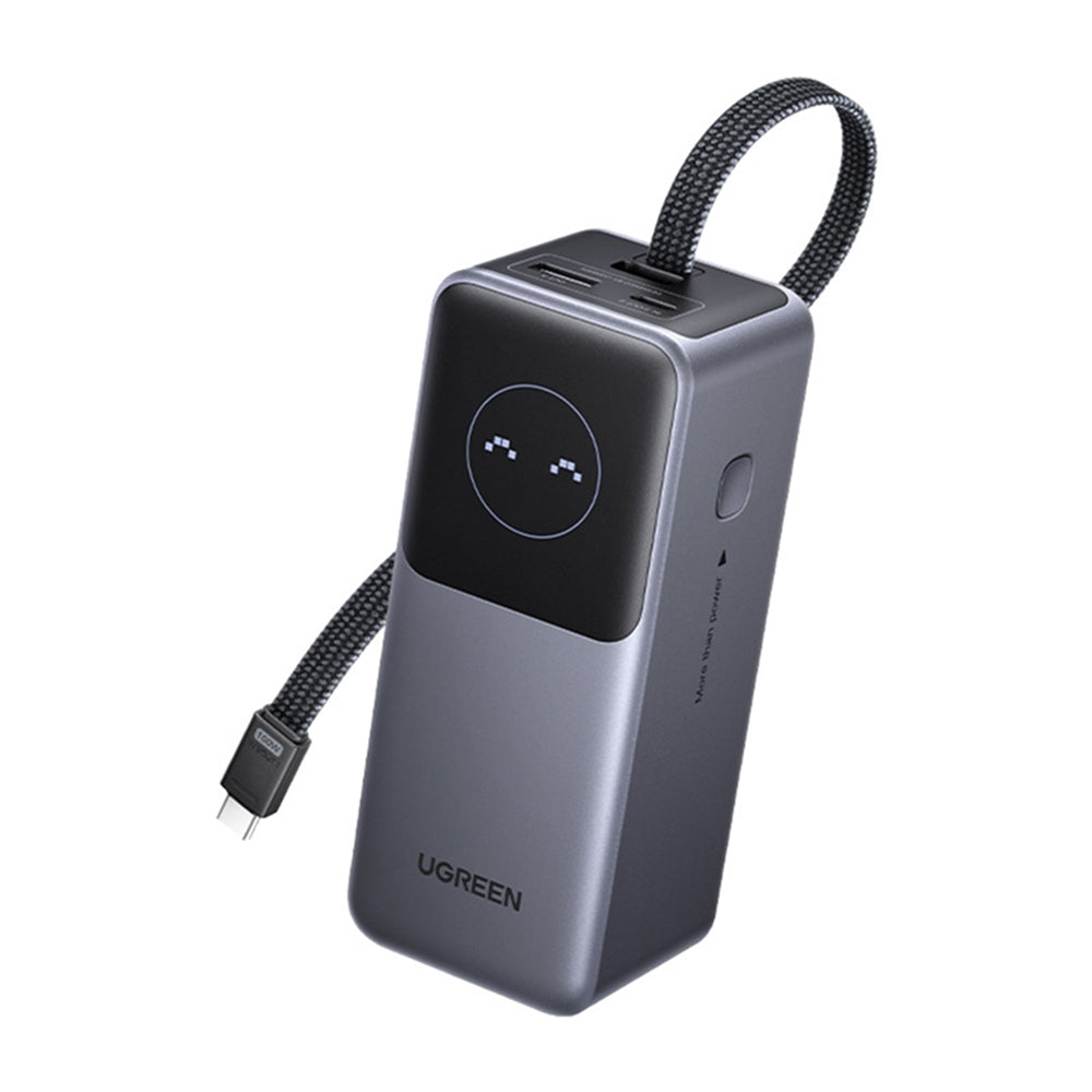 Baterie externa Ugreen PB723 (55365B), with Built-in USB-C cable, USB, Type-C, Digital Display, 20000mAh, 130W, Gri