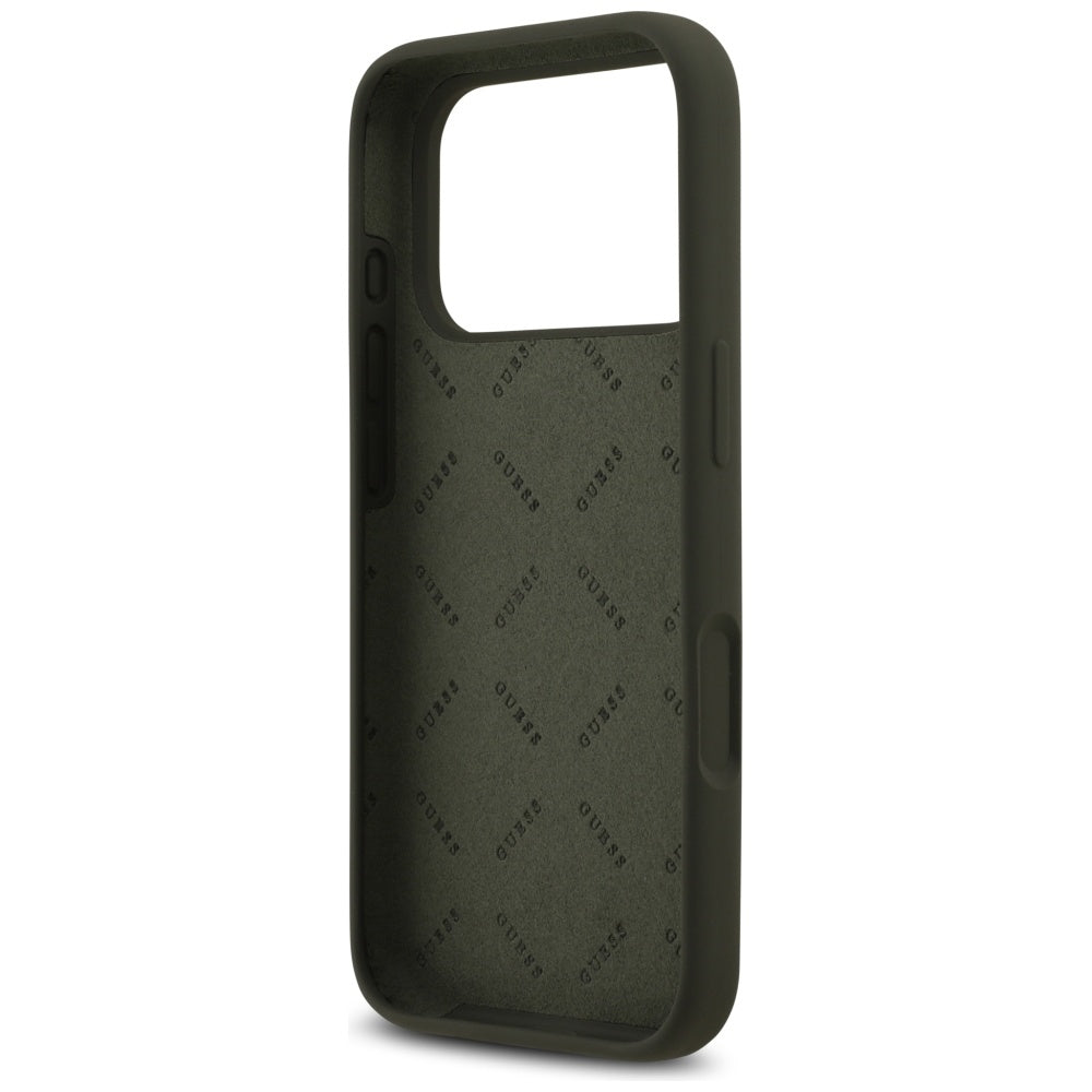 Husa de protectie Guess Silicone Big 4G Script (GUHCP17LSC4GSMA) compatibil cu iPhone 17 Pro, Kaki