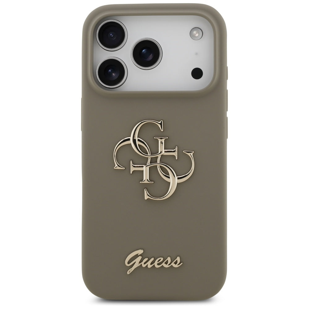Husa de protectie Guess Silicone Big 4G Script (GUHCP17LSC4GSMW) compatibil cu iPhone 17 Pro, Maro