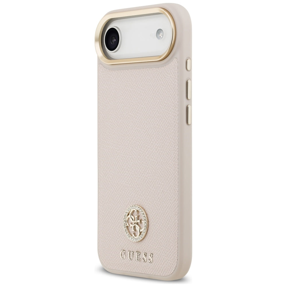 Husa de protectie Guess Grained Strass Logo MagSafe (GUHMP17MPGCRMDEP) compatibil cu iPhone 17 Air, Roz