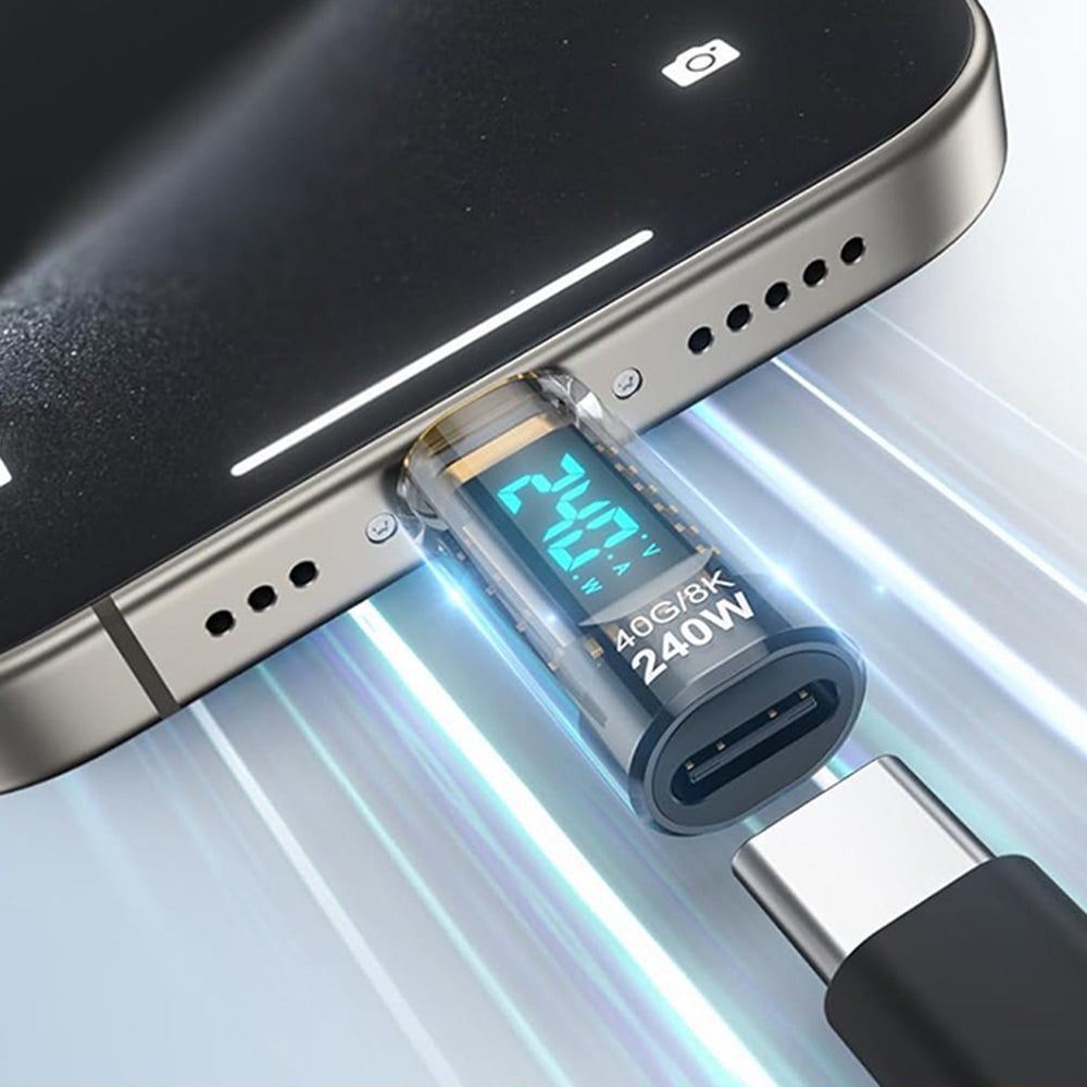 Adaptor Techsuit Adapter DataBoost (A23), USB-C, LED Digital Display, 40Gbps, 8K@60Hz, PD240W, Gri
