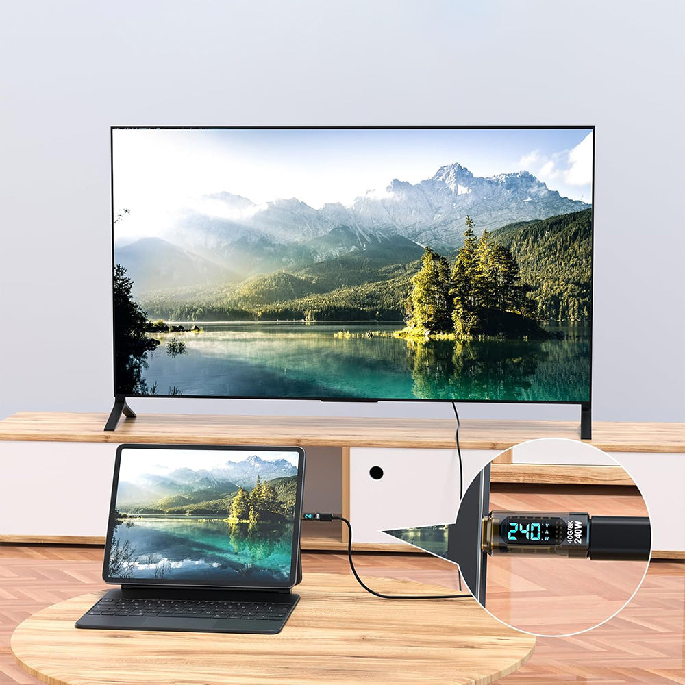 Adaptor Techsuit Adapter DataBoost (A23), USB-C, LED Digital Display, 40Gbps, 8K@60Hz, PD240W, Gri