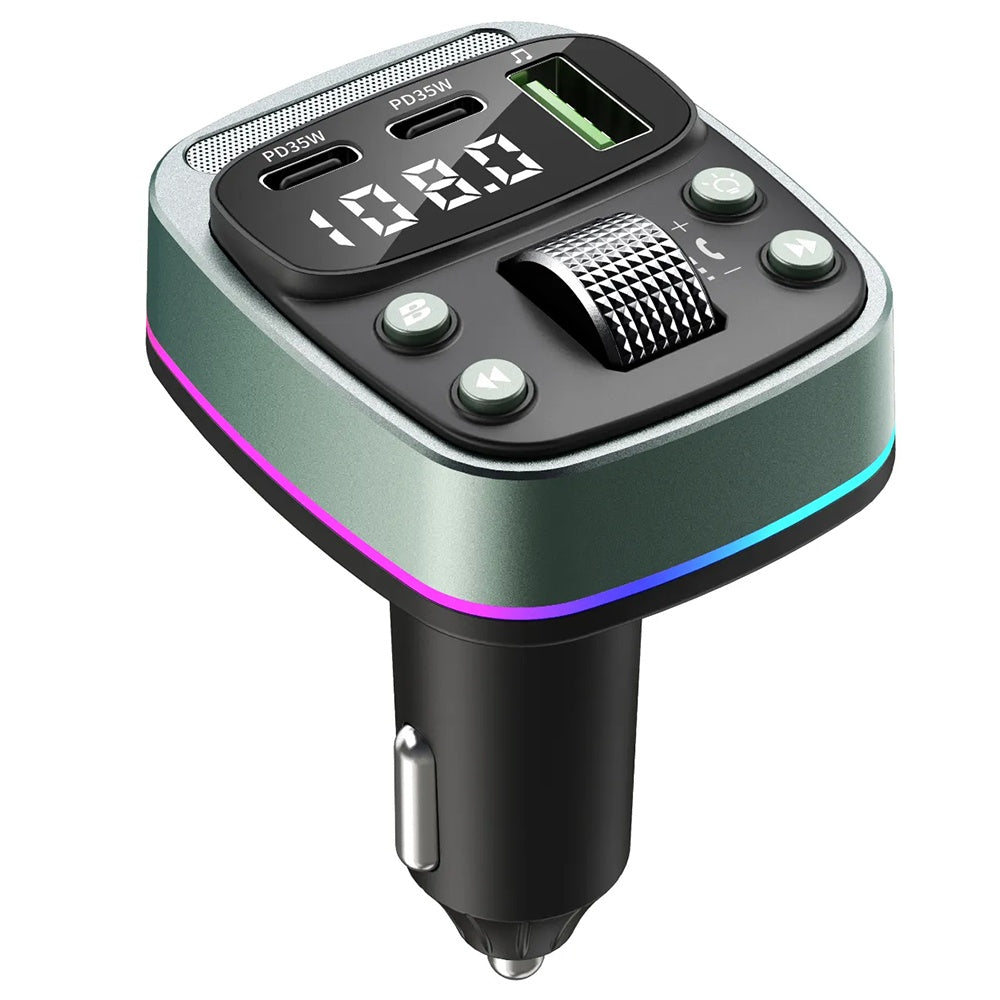 Gadget Techsuit FM Modulator EchoDrive (MFM3), Dual PD35W, Bluetooth V5.4, U-Disk to Play Music, Bass Setting, Negru