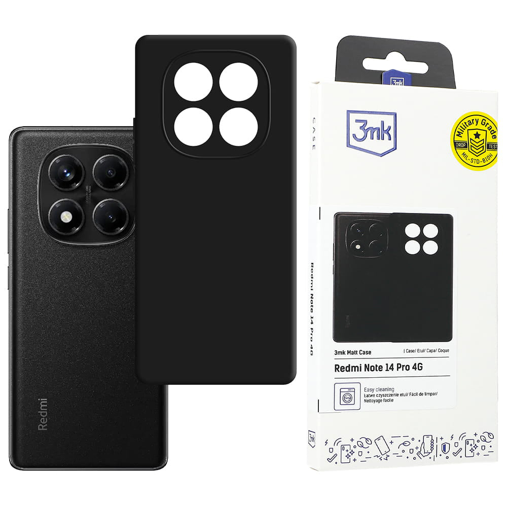 Husa de protectie 3mk Matt compatibil cu Xiaomi Redmi Note 14 Pro 4G, Negru