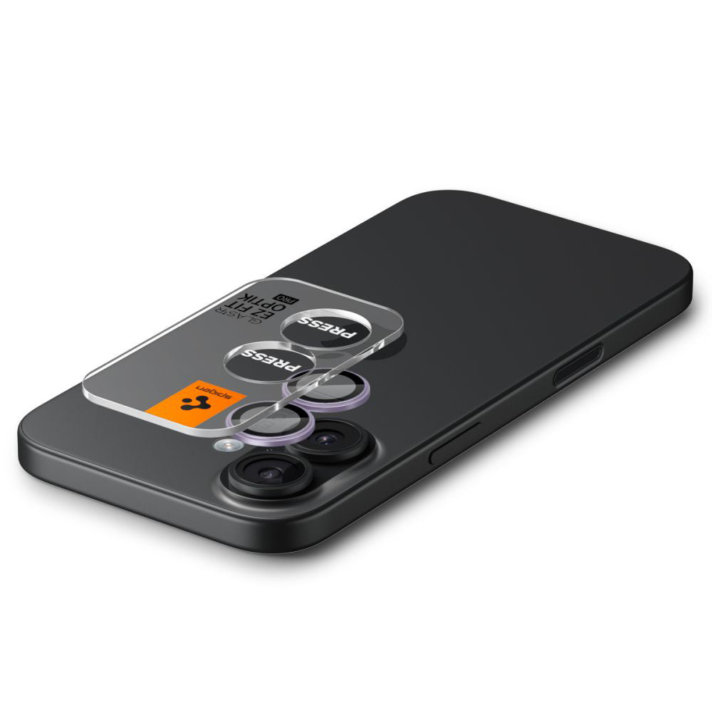 Folie de protectie Spigen (set de 2) Optik.tR EZ Fit Pro Camera Glass (AGL10127) compatibil cu iPhone 17 / iPhone 16 Plus / iPhone 16, Mov